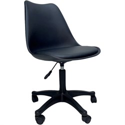 Кресло стул BRABIX &quot;Eames MG-310 PL&quot;, пластик черный, экокожа черная, 532927