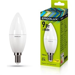 Электрическая светодиодная лампа Ergolux LED-C35-9W-E14-3K Свеча - фото 13533728