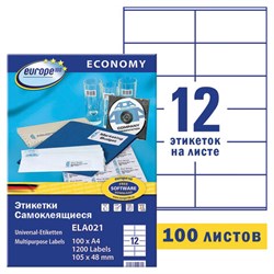 Этикетка самоклеящаяся 105х48 мм, 12 этикеток, белая, 70 г/м2, 100 л., Avery, Европа-100, ELA021 - фото 13549913