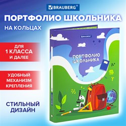 Папка-портфолио школьника/дошкольника "ШКОЛЬНАЯ ИСТОРИЯ", 4 кольца, обложка твёрдая матовая, BRAUBERG, 115241 - фото 13550084