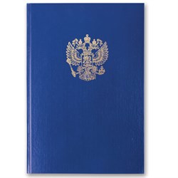 Книга учета 96 л., клетка, твердая, бумвинил, офсет, герб, А4 (200х290 мм), BRAUBERG, синяя, 130141 - фото 13550641