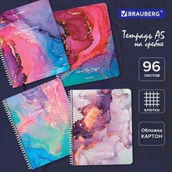 Тетрадь А5, 96 л., BRAUBERG, гребень, клетка, обложка картон, "Мрамор" (микс в спайке), 404422 - фото 13551170