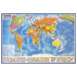 Карта мира политическая 117х80 см, 1:28М, с ламинацией, интерактивная, европодвес, BRAUBERG, 112384 - фото 13554905