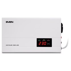 Стабилизатор SVEN SLIM-500 LCD, 400 Вт, 140-260 В, 1 евророзетка, настенное крепление, SV-012809 - фото 13562552