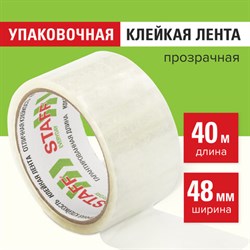 Клейкая лента упаковочная 48 мм x 40 м, прозрачная, толщина 40 микрон, STAFF, 440087 - фото 13562588