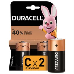 Батарейки КОМПЛЕКТ 2 шт., DURACELL Basic ОРИГИНАЛ, С (LR14, 14А), алкалиновые, блистер - фото 13562638