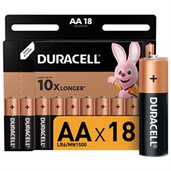 Батарейки КОМПЛЕКТ 18 шт., DURACELL Basic ОРИГИНАЛ, AA (LR6, 15А), алкалиновые, пальчиковые - фото 13562677