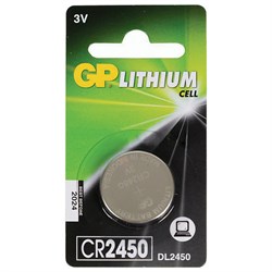 Батарейка GP Lithium, CR2450, литиевая, 1 шт., в блистере, CR2450-2C1 - фото 13562729