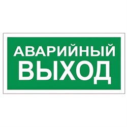 Знак вспомогательный "Аварийный выход", 300х150 мм, пленка самоклеящаяся, 610039/В59 - фото 13563355