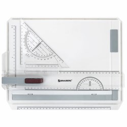 Доска чертежная А4, 370х295 мм, с рейсшиной и треугольником, BRAUBERG, 210535 - фото 13569287