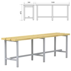 Скамья деревянная на металлокаркасе П-13Д(1500) (1500х340х475 мм) - фото 13583413