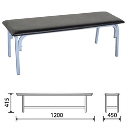 Банкетка без спинки "Астрид", 1200х450х415 мм, серый каркас, кожзам черный - фото 13583429
