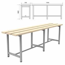 Скамья деревянная на металлокаркасе "СТ 3", 1500х350х460 мм, регулируемые опоры, каркас металлический серый, сиденье дерево - фото 13583478