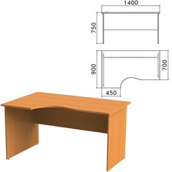 Стол письменный эргономичный "Фея", 1400х900х750 мм, левый, цвет орех милан, СФ07.5 - фото 13583632