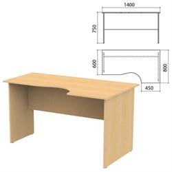 Стол письменный эргономичный "Канц", 1400х800х750 мм, правый, цвет бук невский, СК30.10 - фото 13583668
