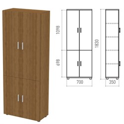 Шкаф закрытый "Канц", 700х350х1830 мм, цвет орех пирамидальный (КОМПЛЕКТ) - фото 13583807