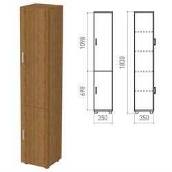 Шкаф закрытый "Канц", 350х350х1830 мм, цвет орех пирамидальный (КОМПЛЕКТ) - фото 13583815