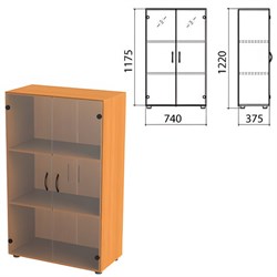 Шкаф закрытый со стеклом "Фея", 740х375х1220 мм, цвет орех милан (КОМПЛЕКТ) - фото 13583836
