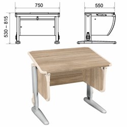 Стол-парта регулируемый &quot;ДЭМИ&quot; СУТ.41, 750х550х530-815 мм, серый каркас, пластик бежевый, дуб сонома (КОМПЛЕКТ)