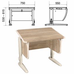 Стол-парта регулируемый "ДЭМИ" СУТ.41, 750х550х530-815 мм, бежевый каркас, пластик бежевый, дуб сонома (КОМПЛЕКТ) - фото 13583855
