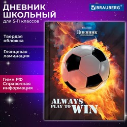 Дневник 5-11 класс 48 л., твердый, BRAUBERG, глянцевая ламинация, с подсказом, "Футбол", 106880 - фото 13588448