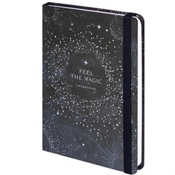 Ежедневник недатированный с резинкой А5 (145х203 мм), BRAUBERG, твердый, фольга, 128 л., "Stars", 114566 - фото 13588952