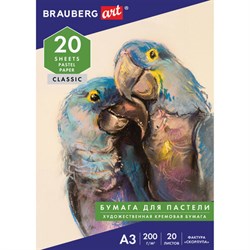 Бумага для пастели БОЛЬШАЯ А3, 20 л., слоновая кость ГОЗНАК 200 г/м2, тиснение Скорлупа, BRAUBERG ART, 126304 - фото 13589263