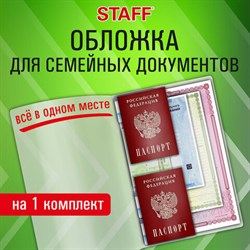 Папка-органайзер, обложка семейная для 1-го комплекта документов, А4, ПВХ, матовая, STAFF, 238337 - фото 13589659