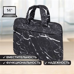 Сумка портфель BRAUBERG STYLE с отделением для ноутбука 13-14", 3 кармана, "Marble", черная, 26х36х3 см, 270835 - фото 13589697