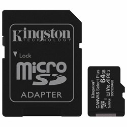 Карта памяти microSDXC 64 GB KINGSTON Canvas Select Plus, UHS-I U1, 100 Мб/с (class 10), адаптер, SDCS2/64GB - фото 13595177