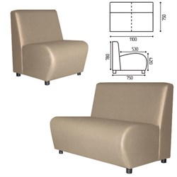 Диван мягкий двухместный "Клауд", "V-600", 1100х750х780 мм, без подлокотников, экокожа, бежевый - фото 13605055