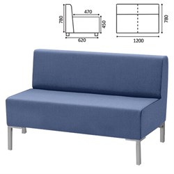 Диван мягкий двухместный &quot;Хост&quot; М-43, 1200х620х780 мм, без подлокотников, экокожа, голубой