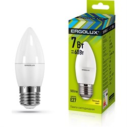 Электрическая светодиодная лампа Ergolux LED-C35-7W-E27-3K Свеча - фото 13608905