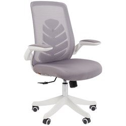 Кресло Chairman CH 565, откидные подлокотники, синхромеханизм, пластик белый, сетка/ткань, серое, 7146049 - фото 13621728