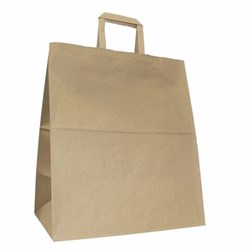 Крафт-пакет бумажный 32х20х37 см, плоские ручки, плотность 90 г/м2, 110494 - фото 13622066