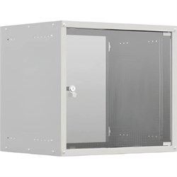 Настенный телекоммуникационный шкаф NTSS LIME 9U 550x450x500мм, 2 профиля 19, дверь стеклянная, боковые стенки несъемные, разобранный, серый - фото 13639621