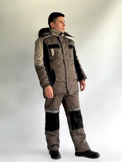 Костюм зимний Мега IMP (тк.Смесовая,240) брюки, коричневый/черный/бежевый - фото 13639880