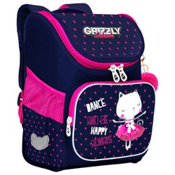 Ранец GRIZZLY эргономичная спинка, с брелоком, для девочек, "HAPPY ALWAYS", 35х26х16 см, RAl-294-1/1 - фото 13643584