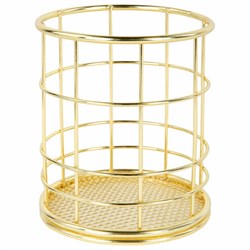 Органайзер-стаканчик для косметики и мелочей MONTE VITA (МОНТЕ ВИТА), металлический, 100х90 мм, золото, 272486 - фото 13643721