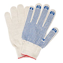 Перчатки хлопчатобумажные, КОМПЛЕКТ 5 пар, 10 класс, 40-42 г, 116 текс, ПВХ-точка, LAIMA "ЛЮКС", БЕЛЫЕ, 604469 - фото 13644843
