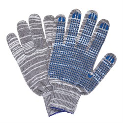 Перчатки хлопчатобумажные, КОМПЛЕКТ 5 ПАР, 10 класс, 50-52 г, 133 текс, ПВХ-точка, LAIMA ЛЮКС 2, СЕРЫЕ, 604474 - фото 13644848