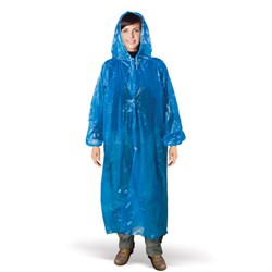 Дождевик-плащ синий на кнопках полиэтиленовый, универсальный размер 118x70 см, Komfi - фото 13645478