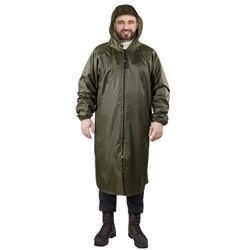 Дождевик-плащ цвета хаки на молнии многоразовый с ПВХ-покрытием, размер 52-54 (XL), рост 170-176, ГРАНДМАСТЕР, 610847 - фото 13645488
