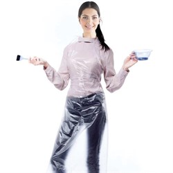 Фартуки полиэтиленовые, КОМПЛЕКТ 100 шт., одноразовые, ЭКСТРА, размер 68 см х 110 см, плотность 16 мкм, LAIMA, 610851 - фото 13645492