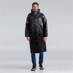 Дождевик-плащ черный на кнопках, EVA, многоразовый, прочный, универсальный размер, Komfi, 25509 - фото 13645496