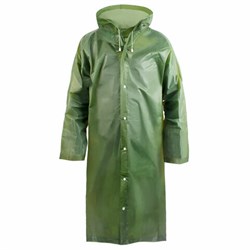 Дождевик-плащ зеленый на кнопках, EVA, многоразовый прочный, универсальный размер, KOMFI, EVA005G - фото 13645503