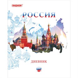 Дневник 1-11 класс 40 л., на скобе, ПИФАГОР, обложка картон, "Российский", 105995 - фото 13658286