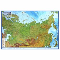 Карта России физическая 116х80 см, 1:7,5М, с ламинацией, интерактивная, в тубусе, BRAUBERG, 112394 - фото 13666011