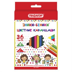 Карандаши цветные ПИФАГОР "ЭНИКИ-БЕНИКИ", 36 цветов, шестигранные, натуральное дерево, 181349 - фото 13666073