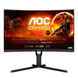 Монитор LCD 27'' 16:9 1920х1080(FHD) VA, Curved, nonGLARE, 165 Hz, 300 cd/m2, H178°/V178°, 3000:1, 80M:1, 16.7M, 4ms, 2xHDMI, DP, USB-Hub, Height adj, Tilt, Swivel, Speakers, Black - фото 13666565